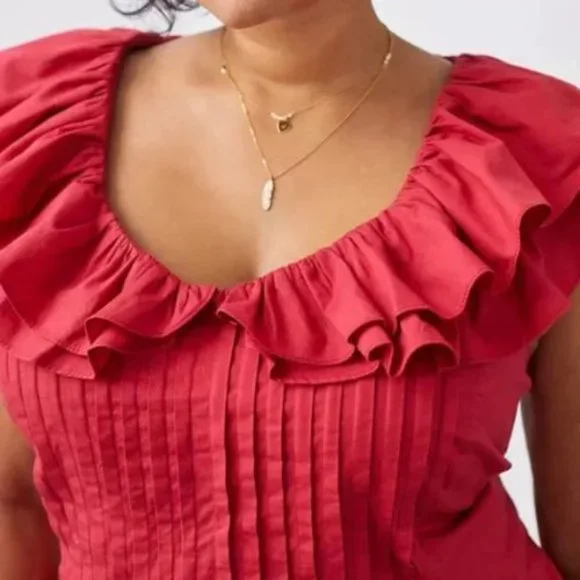 NWT Anthropologie Pintucked Ruffle Blouse | 2X - Picture 3 of 6